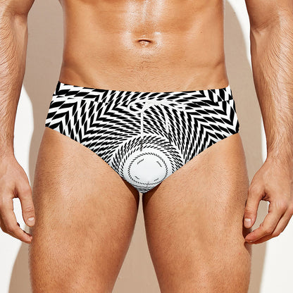 Spiral Illusory Motion Print Men's Swim Briefs