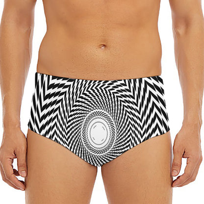 Spiral Illusory Motion Print Men's Triangle Swim Briefs