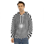 Spiral Illusory Motion Print Men's Velvet Pullover Hoodie