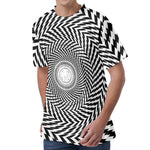 Spiral Illusory Motion Print Men's Velvet T-Shirt