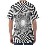 Spiral Illusory Motion Print Men's Velvet T-Shirt