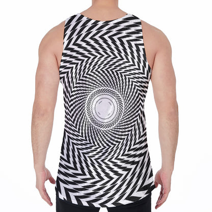 Spiral Illusory Motion Print Men's Velvet Tank Top