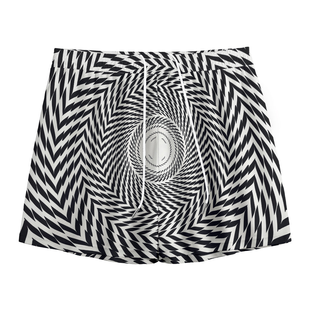 Spiral Illusory Motion Print Mesh Shorts