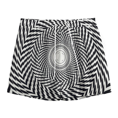 Spiral Illusory Motion Print Mesh Shorts
