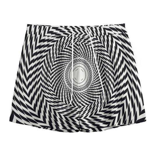 Spiral Illusory Motion Print Mesh Shorts