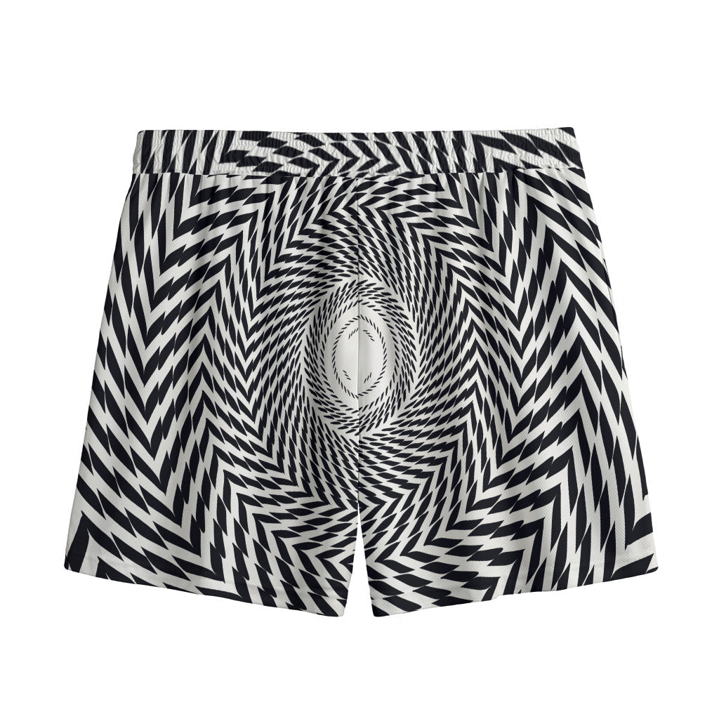 Spiral Illusory Motion Print Mesh Shorts