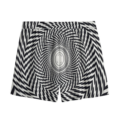 Spiral Illusory Motion Print Mesh Shorts