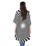 Spiral Illusory Motion Print Open Front Beach Cover Up