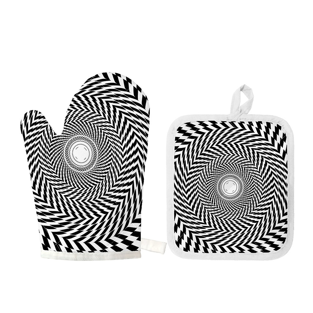 Spiral Illusory Motion Print Oven Mitt And Pot Holder Set