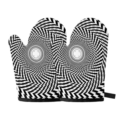 Spiral Illusory Motion Print Oven Mitts