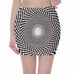 Spiral Illusory Motion Print Pencil Mini Skirt