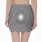 Spiral Illusory Motion Print Pencil Mini Skirt