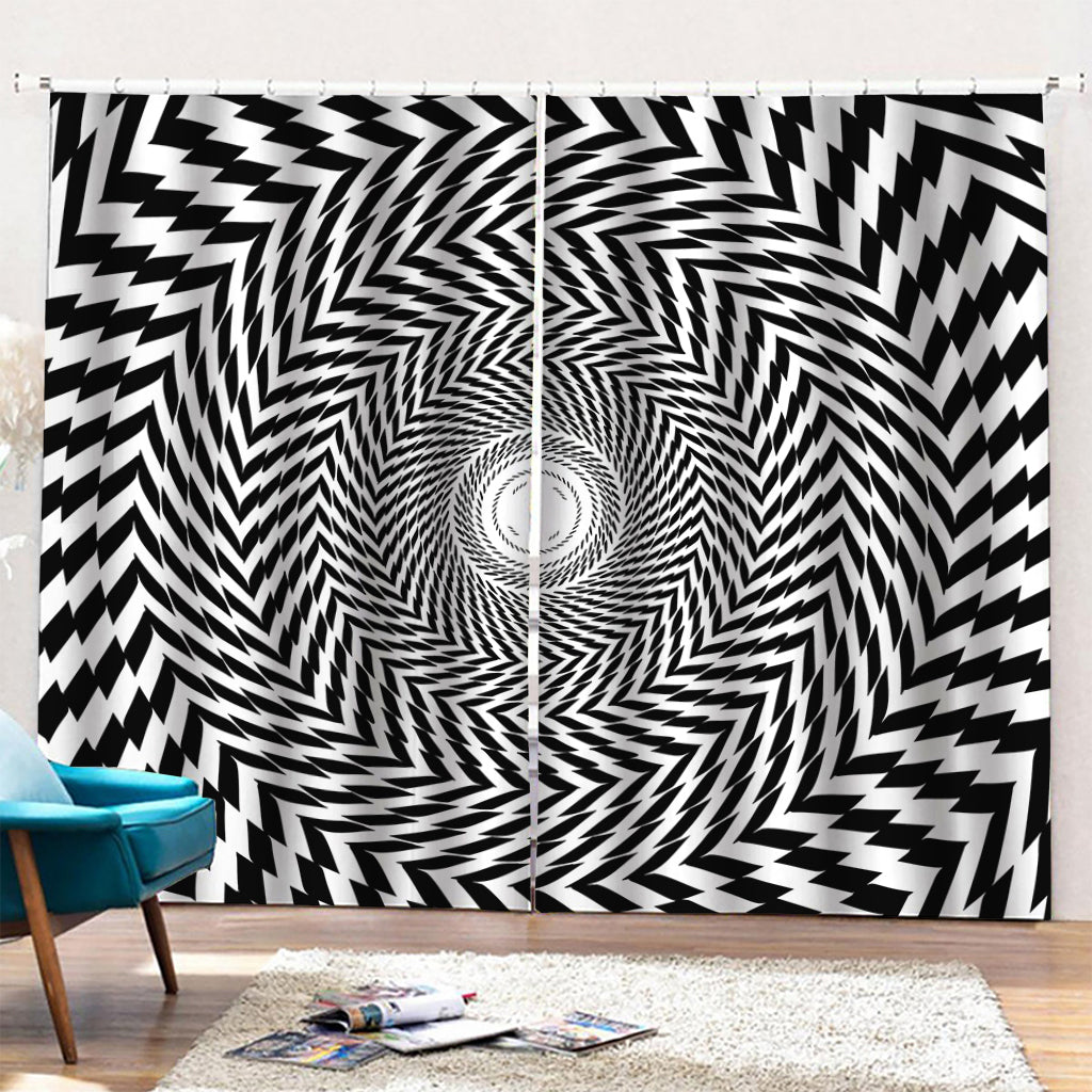 Spiral Illusory Motion Print Pencil Pleat Curtains