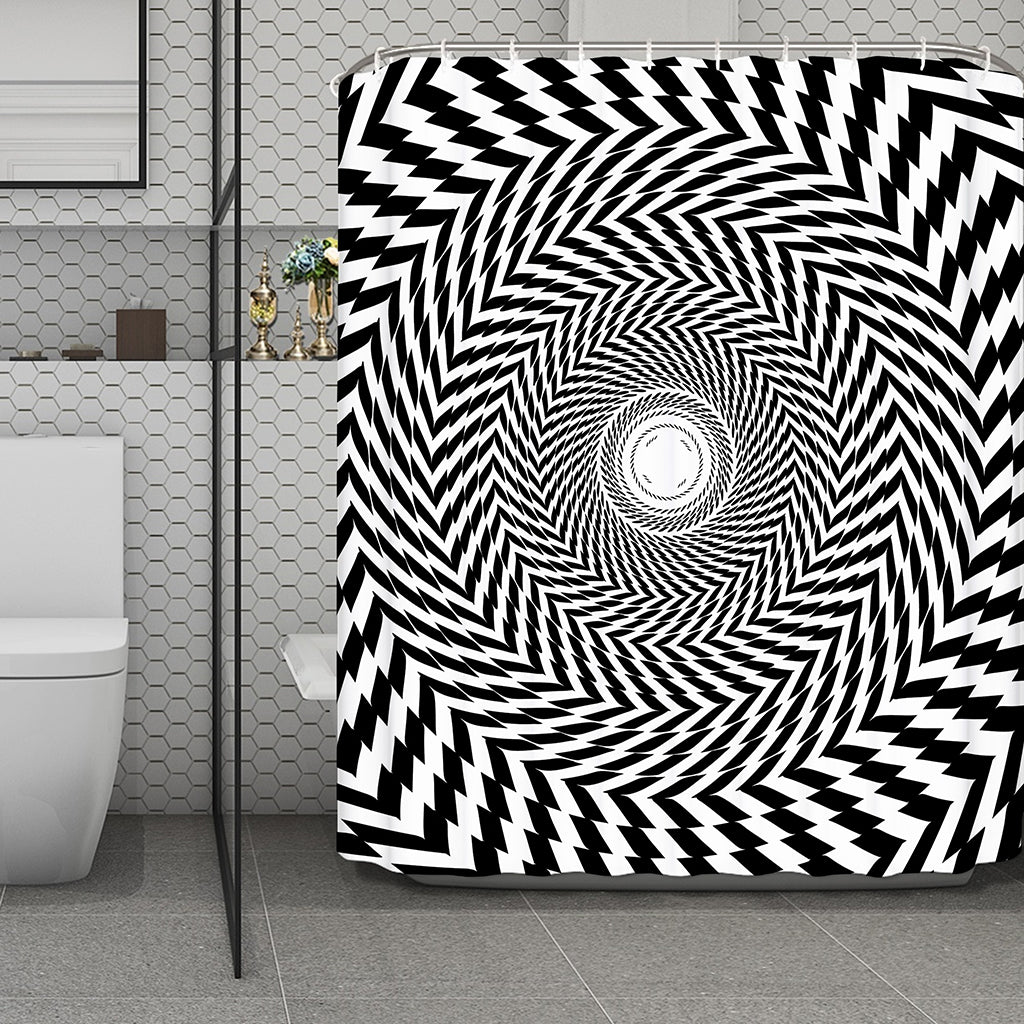 Spiral Illusory Motion Print Polyester Shower Curtain