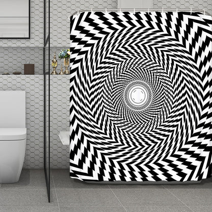 Spiral Illusory Motion Print Polyester Shower Curtain