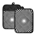 Spiral Illusory Motion Print Pot Holders With Pocket