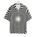 Spiral Illusory Motion Print Rayon Hawaiian Shirt