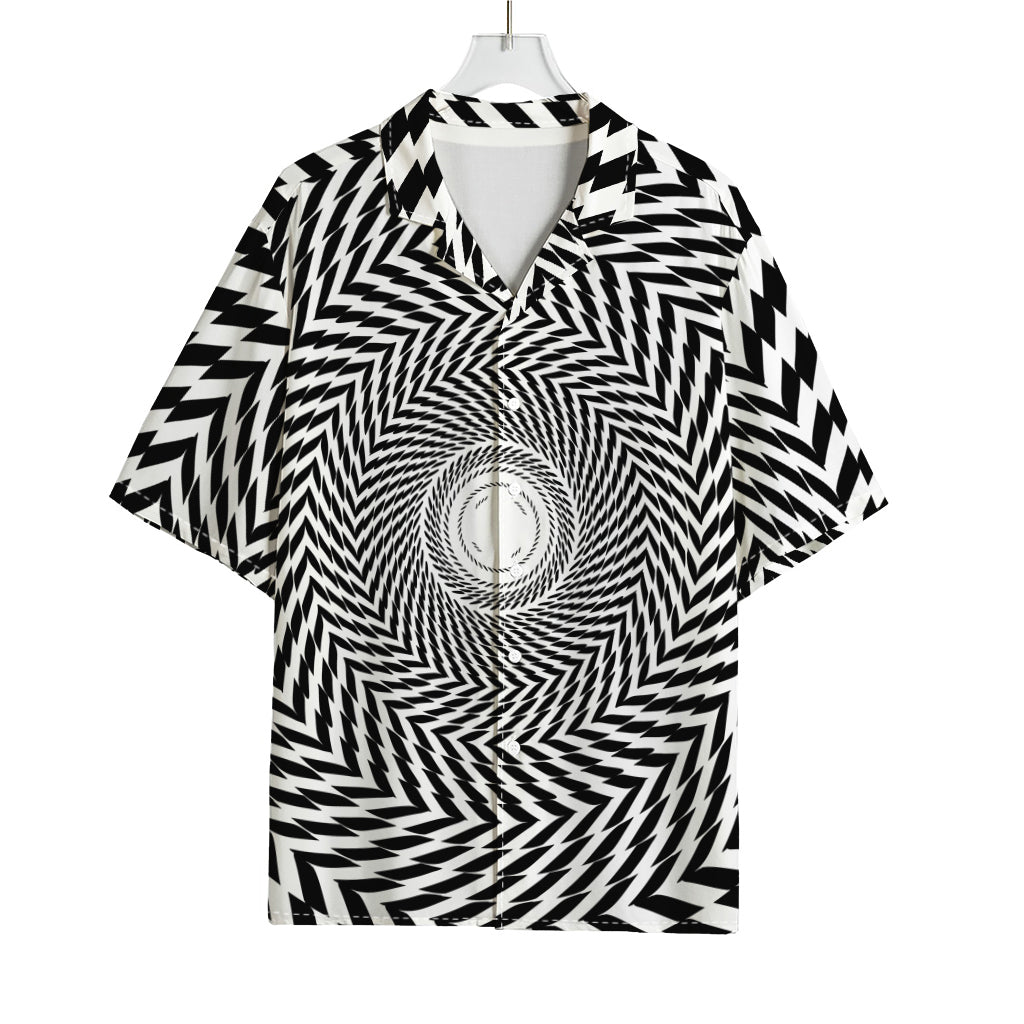 Spiral Illusory Motion Print Rayon Hawaiian Shirt