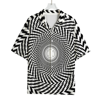 Spiral Illusory Motion Print Rayon Hawaiian Shirt