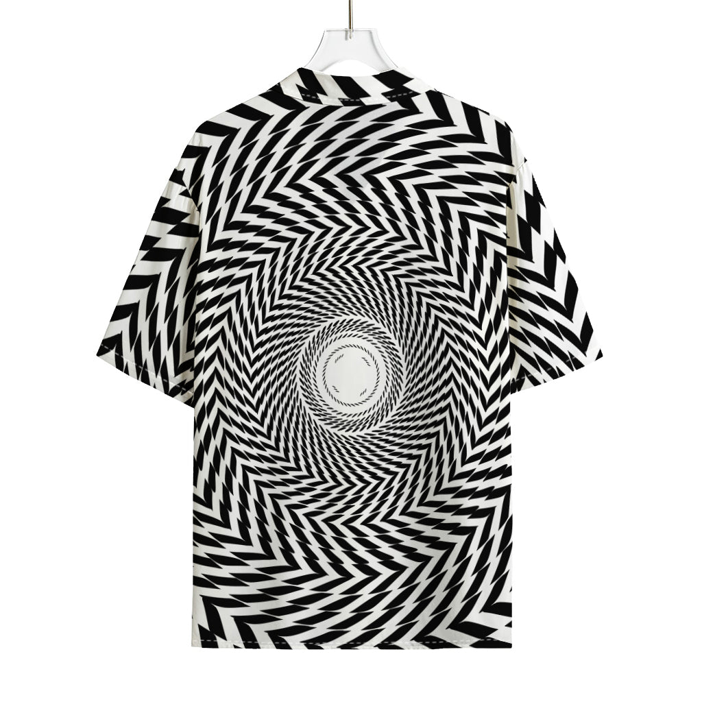 Spiral Illusory Motion Print Rayon Hawaiian Shirt