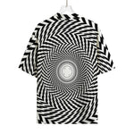 Spiral Illusory Motion Print Rayon Hawaiian Shirt