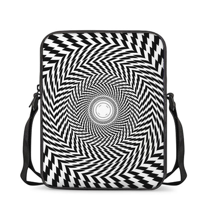 Spiral Illusory Motion Print Rectangular Crossbody Bag