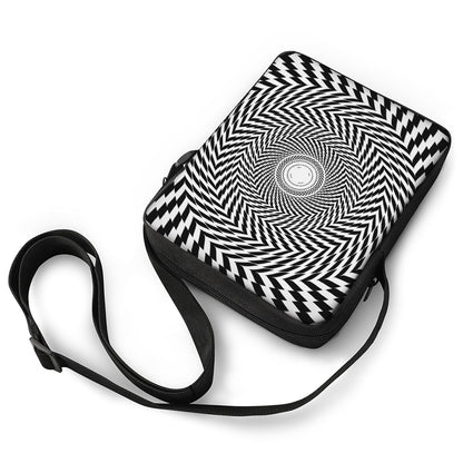 Spiral Illusory Motion Print Rectangular Crossbody Bag