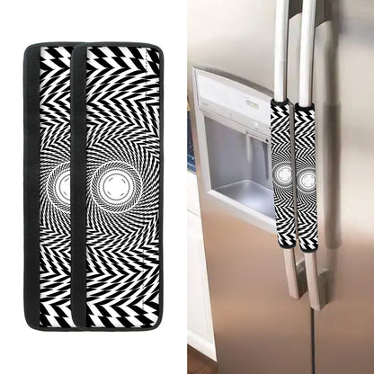 Spiral Illusory Motion Print Refrigerator Handle Covers