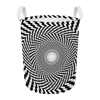 Spiral Illusory Motion Print Round Laundry Basket