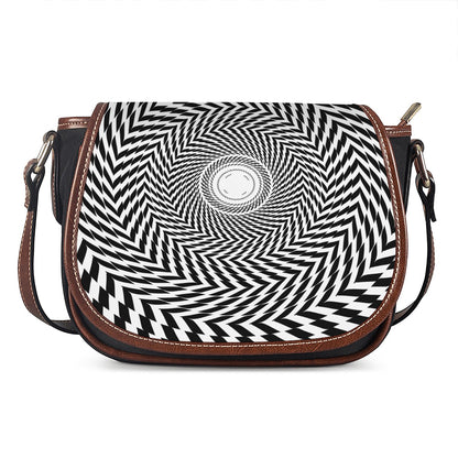 Spiral Illusory Motion Print Saddle Bag