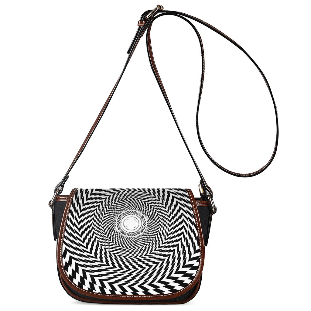 Spiral Illusory Motion Print Saddle Bag