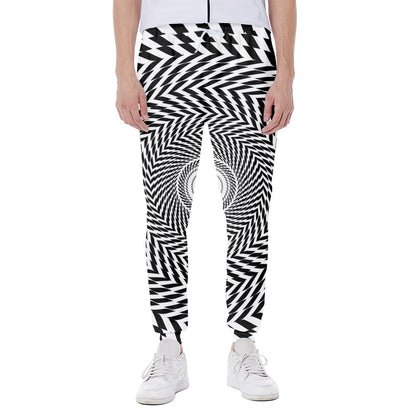 Spiral Illusory Motion Print Scuba Joggers