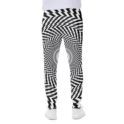Spiral Illusory Motion Print Scuba Joggers