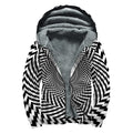 Spiral Illusory Motion Print Sherpa Lined Zip Up Hoodie