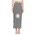Spiral Illusory Motion Print Side Slit Maxi Skirt
