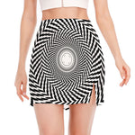 Spiral Illusory Motion Print Side Slit Mini Skirt