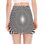 Spiral Illusory Motion Print Side Slit Mini Skirt