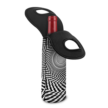 Spiral Illusory Motion Print Single Neoprene Wine Tote