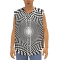 Spiral Illusory Motion Print Sleeveless Baseball Jersey