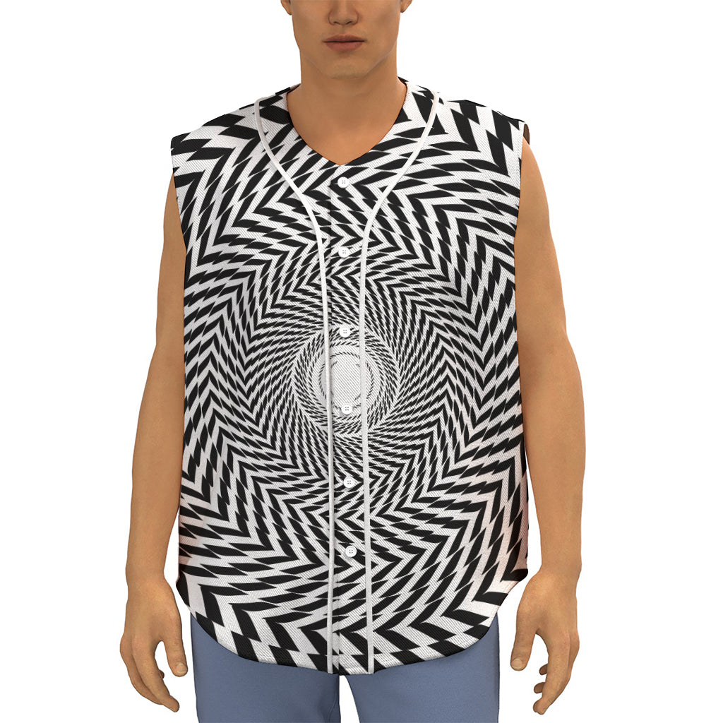 Spiral Illusory Motion Print Sleeveless Baseball Jersey
