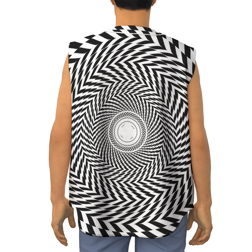 Spiral Illusory Motion Print Sleeveless Baseball Jersey