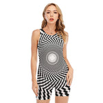 Spiral Illusory Motion Print Sleeveless One Piece Swimsuit