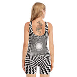 Spiral Illusory Motion Print Sleeveless One Piece Swimsuit