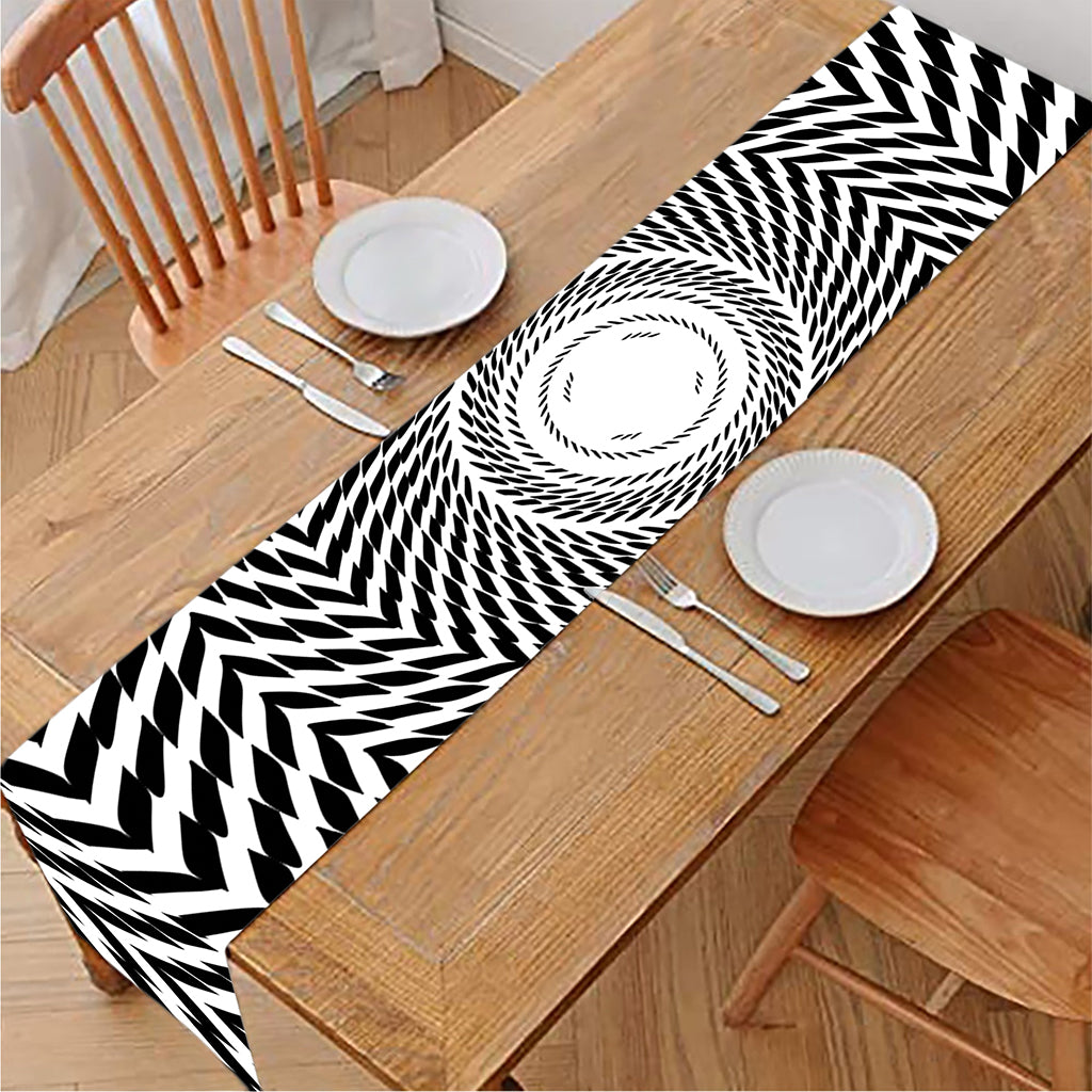 Spiral Illusory Motion Print Table Runner