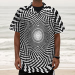 Spiral Illusory Motion Print Textured Short Sleeve Shirt