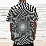 Spiral Illusory Motion Print Textured Short Sleeve Shirt