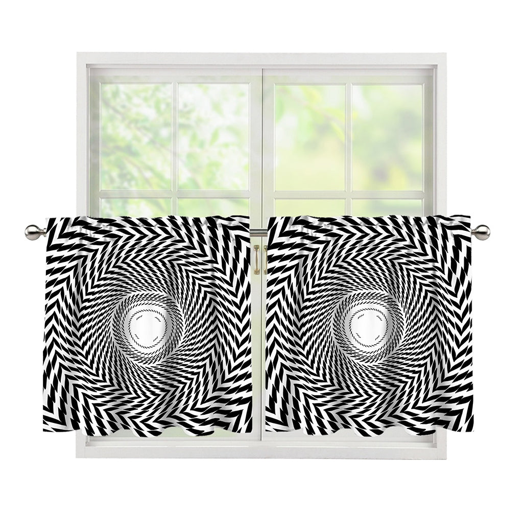 Spiral Illusory Motion Print Tier Curtains