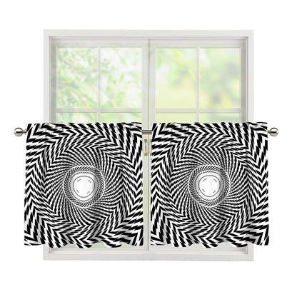 Spiral Illusory Motion Print Tier Curtains