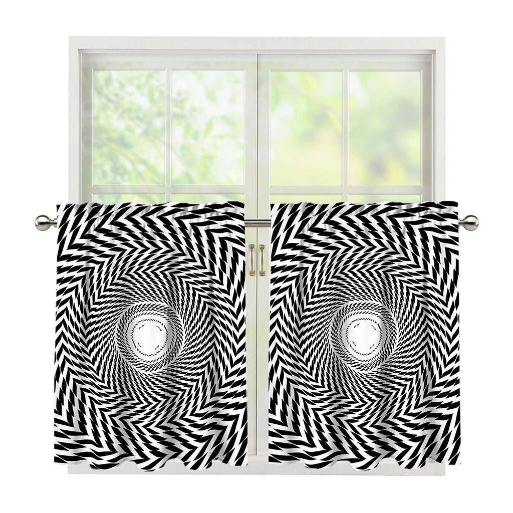 Spiral Illusory Motion Print Tier Curtains