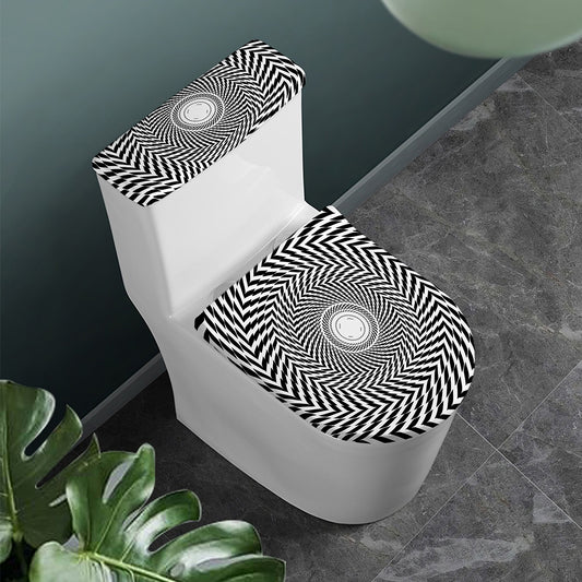 Spiral Illusory Motion Print Toilet Lid And Tank Cover Set